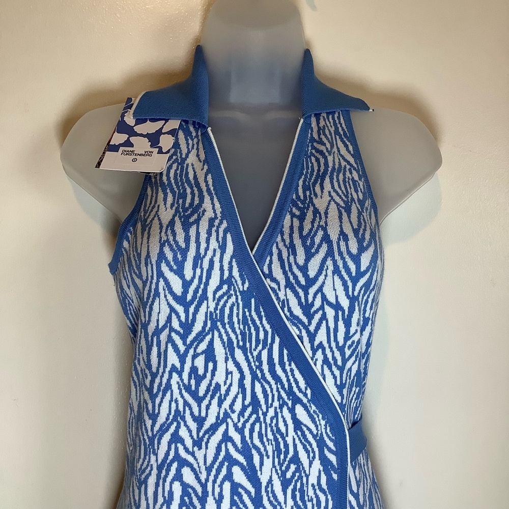 Diane Von Furstenberg DVF x Target Midi Wrap Sweater Dress x-Small Sea Twig Blue - Picture 5 of 12